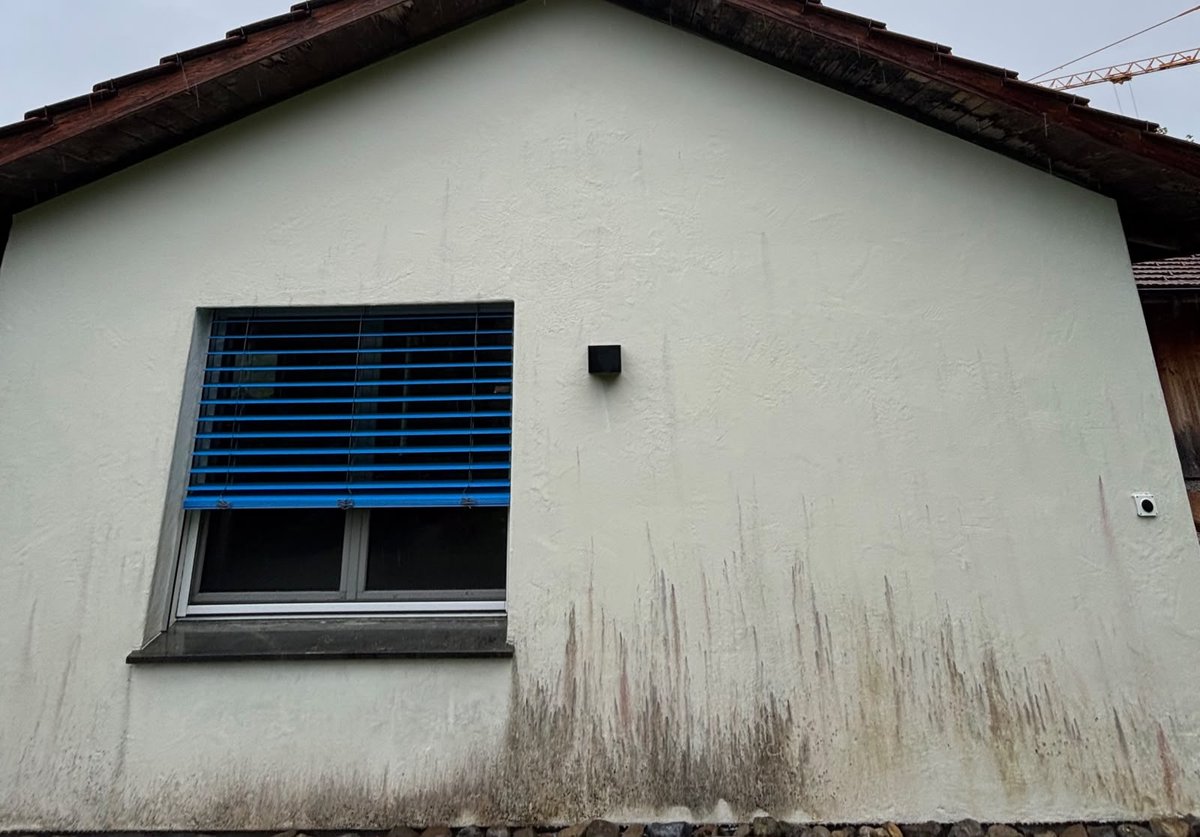 Putzfassade vor der Reinigung